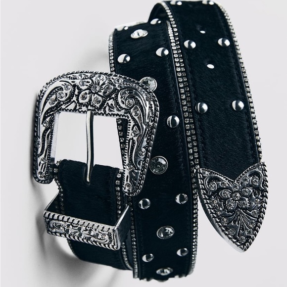 Zara rhinestone leather belt limited edition - Picture 1 of 7